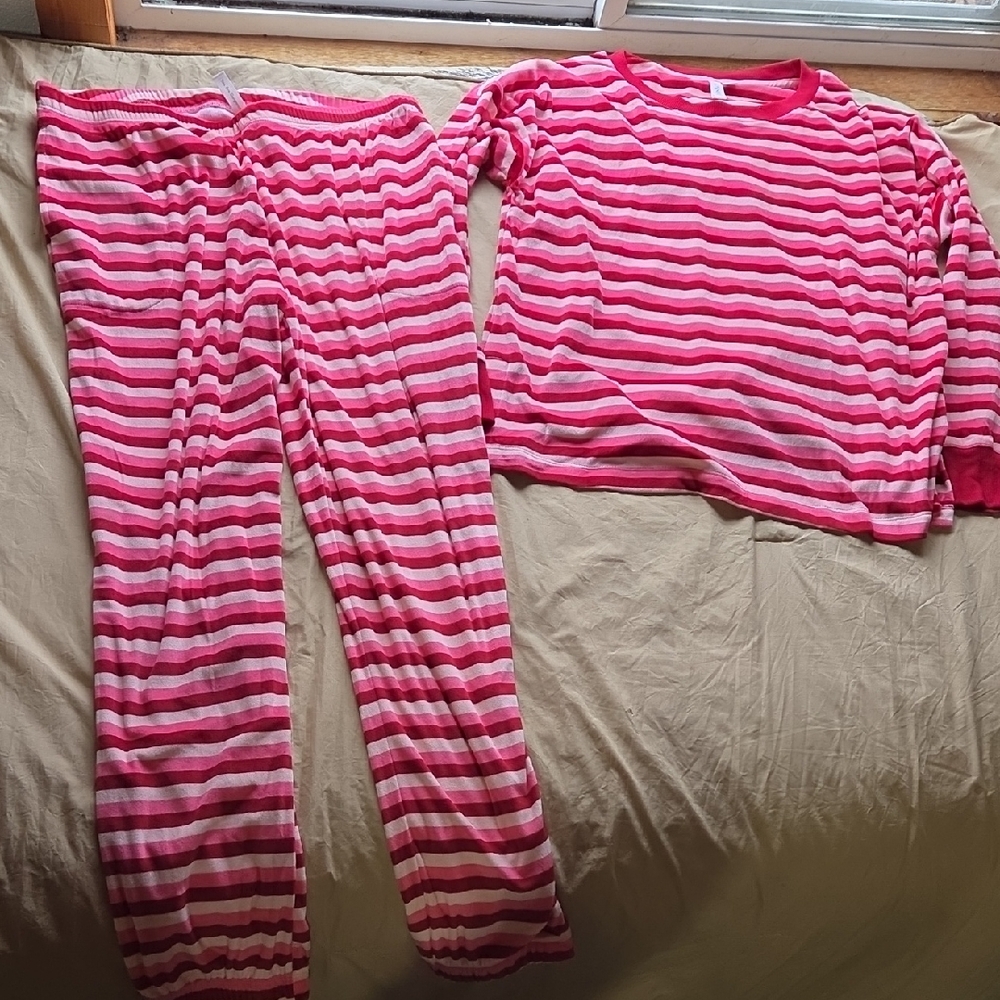 Joyspun Women's Striped Pink Pajama Set L(12-14) - Picture 1 of 10